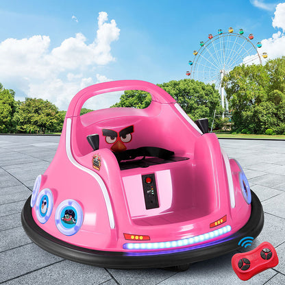 Remote-controlled pink bumper car for kids indoor fun and excitement at home.