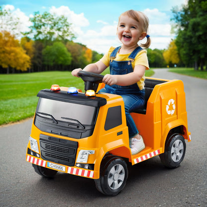 Rigo 12V Kids Electric Garbage Truck with Police Lights, fun role-playing toy at home