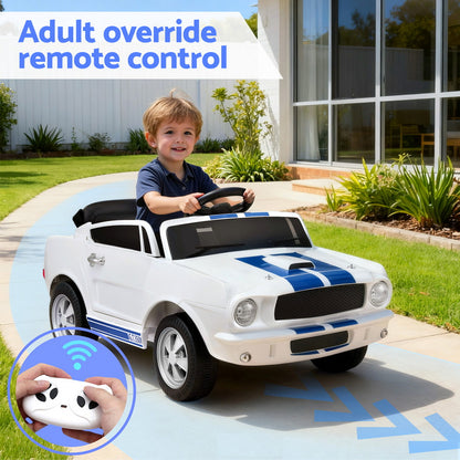Kids Electric Ride On Car Licensed GT350 Outdoor Toys Cars Music Remote White