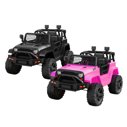 2x Rigo Electric Kids Ride On Car Black Pink Off-Road Ride-On Toy with Remote Control Horn Music