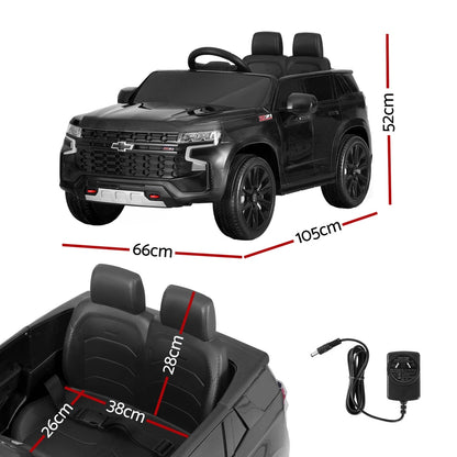 Alt text | Chevrolet Tahoe 12V electric car - remote control, kids toy vehicle for home play.