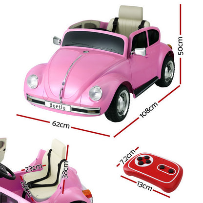 Pink Volkswagen Beetle Kids Ride On Car 6V Electric w/ Remote for fun, safe indoor play.