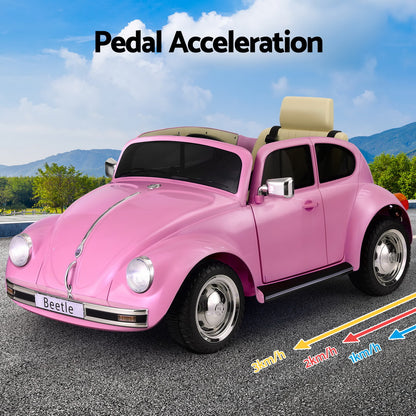 6V Pink VW Beetle Ride On Car with Remote Control, perfect for kids fun at home.