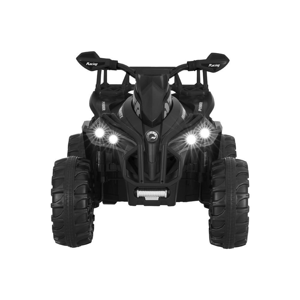 Black 12V electric ATV quad ride-on car for kids, perfect for outdoor play.