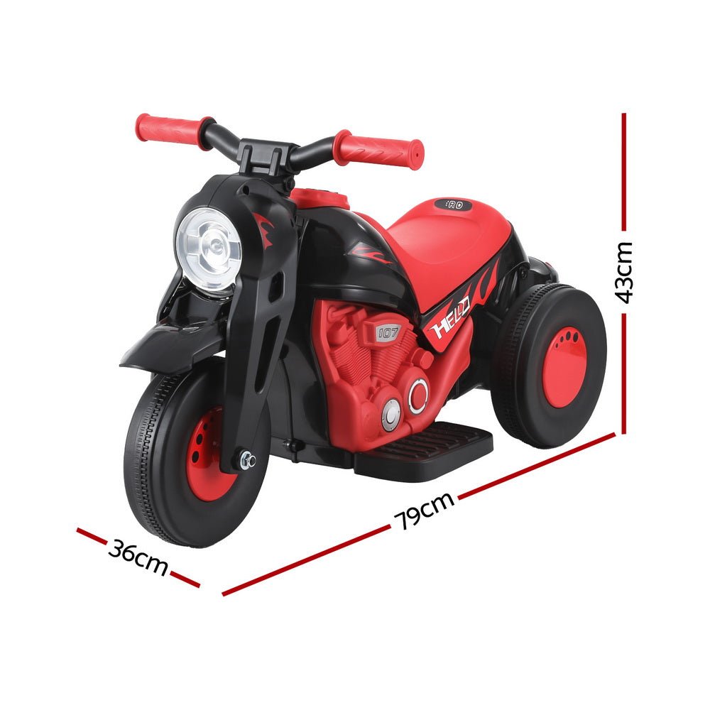 Red Rigo Kids Electric Motorbike Ride-On for fun home play with bubble maker.