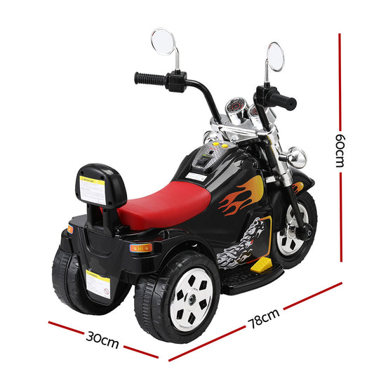 Kids electric ride-on motorcycle toy in black color, ideal for indoor/outdoor play.