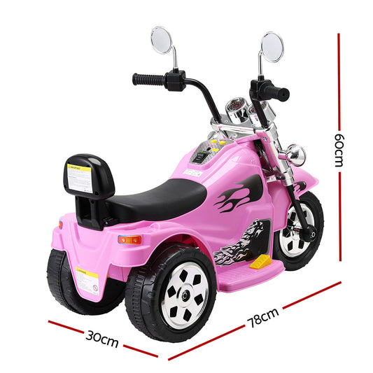 Pink Rigo Kids Electric Ride-On Motorcycle Toy with 6V Battery, perfect for home fun.