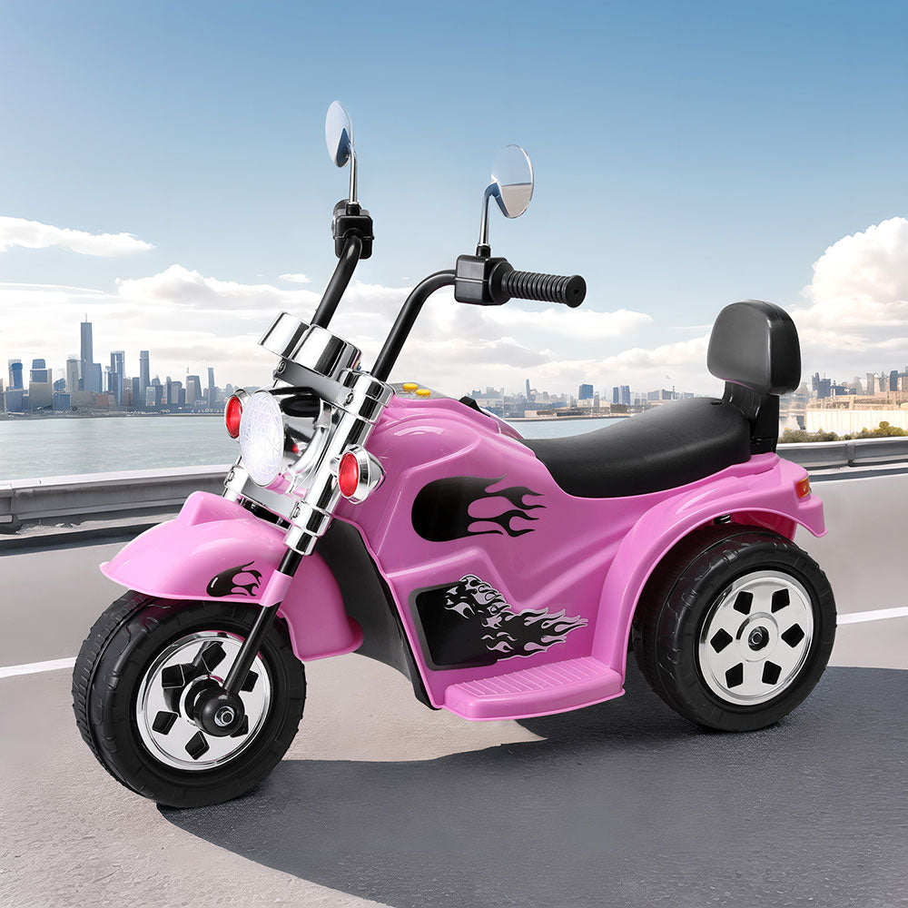 Pink Rigo Kids Electric Ride-On Motorcycle Toy with 6V Battery for home fun