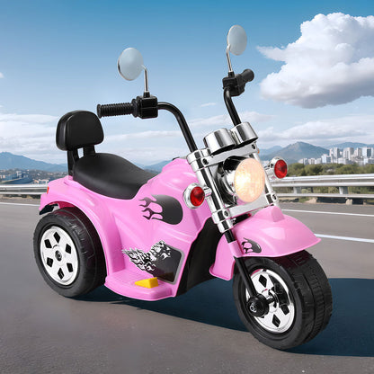 Pink Rigo Kids Electric Ride-On Motorcycle Toy - 6V Battery for fun indoor play