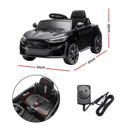 Kids Ride On Car 12V Licensed Ford Electric Toy with Remote Control Horn Music 97x61cm Black