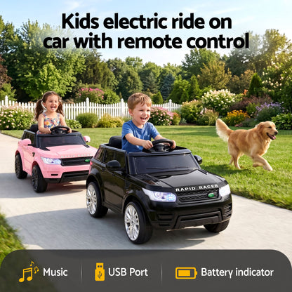 Rigo Kids Electric Ride On Car Black Pink Ride-On Toy with Remote Control