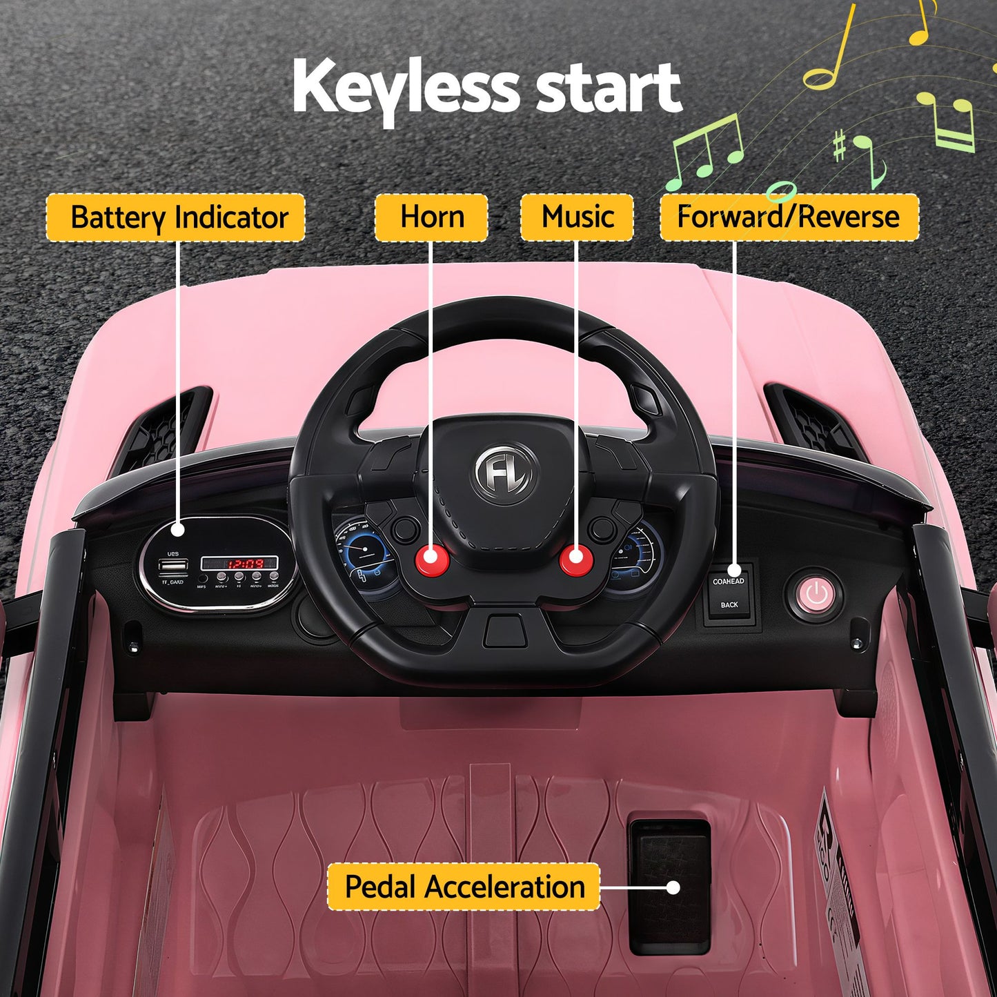 Rigo Kids Electric Ride On Car Black Pink Ride-On Toy with Remote Control