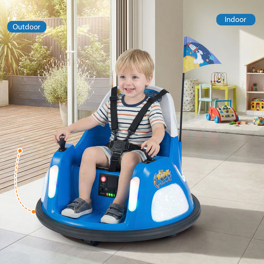 12V Kids Ride On Bumper Car with Flashing Lights and Remote Control-Navy