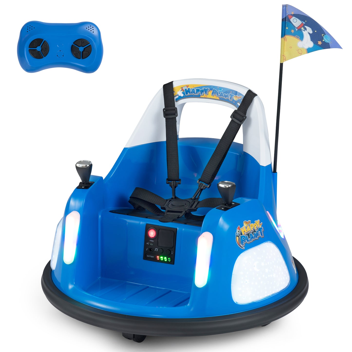 12V Navy Bumper Car | Dual Joysticks Remote Control Flashing Lights