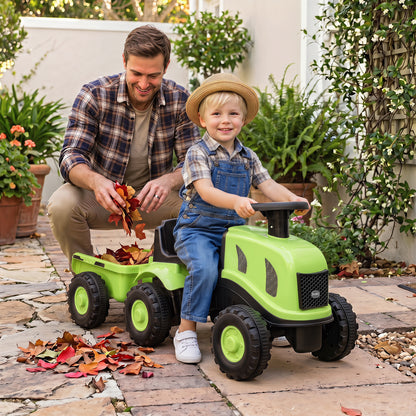 Costway Toddler Ride on Push Car with Trailer and Walker Toy for Ages 18 to 36 Months-Green