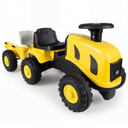 Yellow Toddler Ride On Push Car With Trailer & Walker Toy