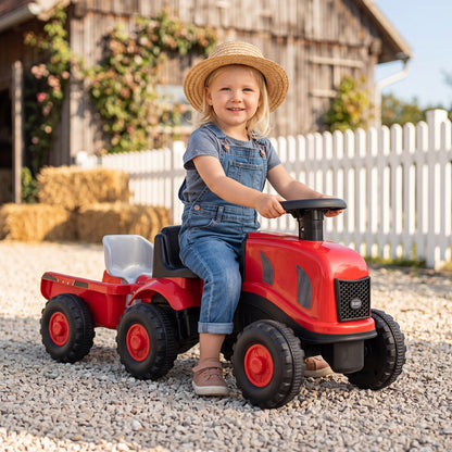 Red Toddler Ride On Push Car With Trailer & Walker Toy