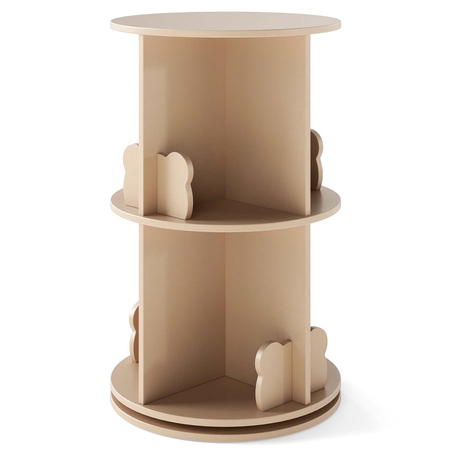 360° Rotating Bookshelf | 2 Tier Kids Bookcase Bear Bookends