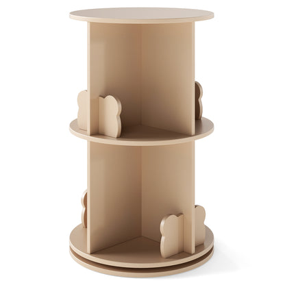 360° Rotating Bookshelf | 2 Tier Kids Bookcase Bear Bookends