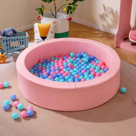 Pink Round Foam Ball Pit | 200 Ocean Balls | Star Pattern PU