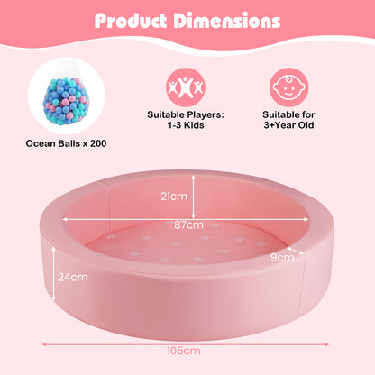 Pink Round Foam Ball Pit | 200 Ocean Balls | Star Pattern PU