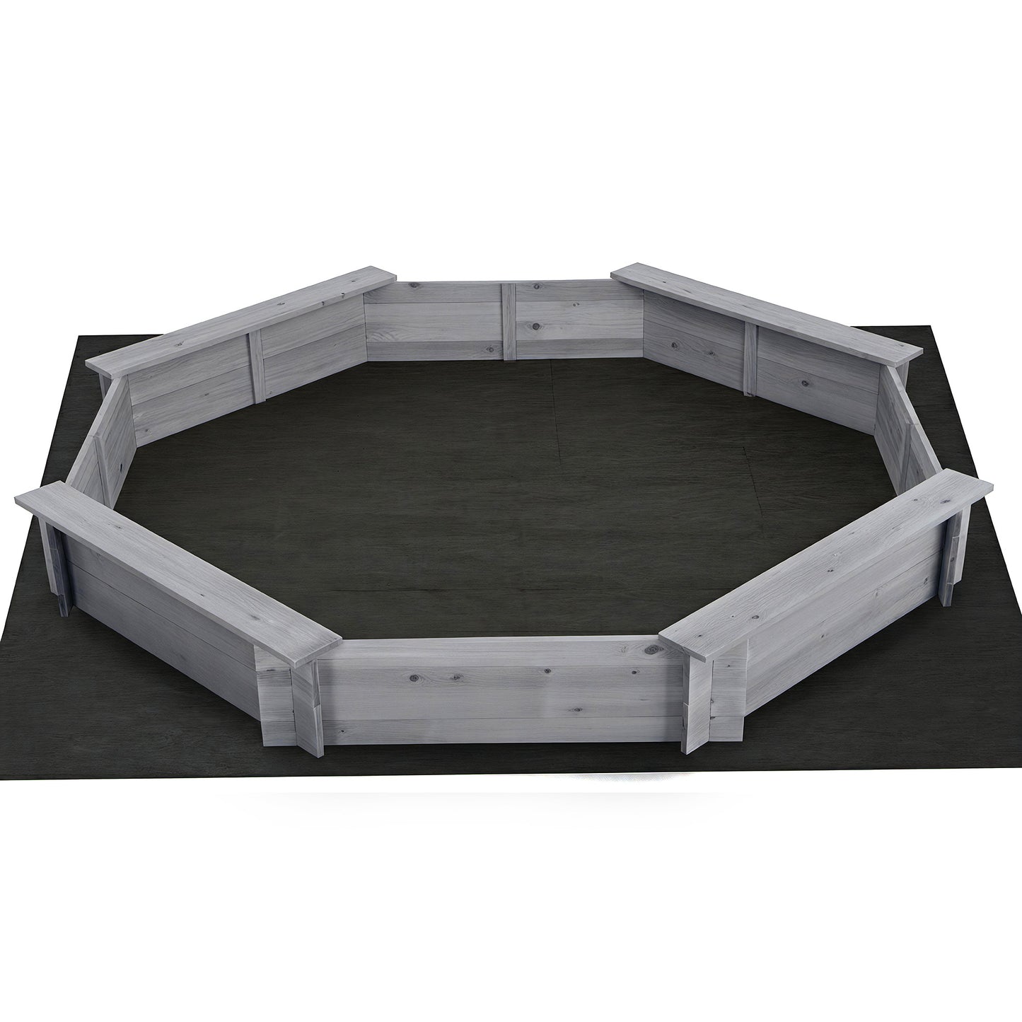 Keezi Kids Sandpit Wooden Round Sand Pit with Cover Bench Seat 182cm Grey