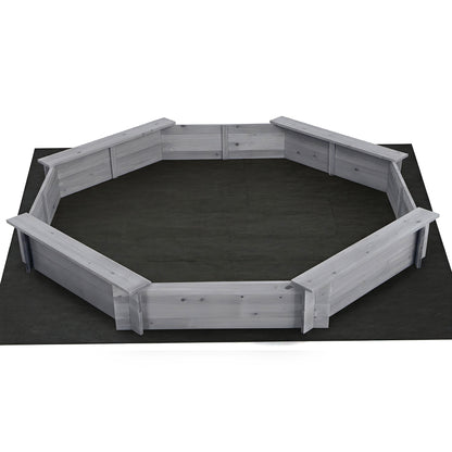 Keezi Kids Sandpit Wooden Round Sand Pit with Cover Bench Seat 182cm Grey