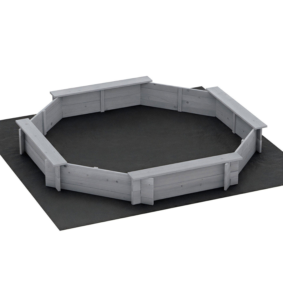 Keezi Kids Sandpit Wooden Round Sand Pit with Cover Bench Seat 182cm Grey