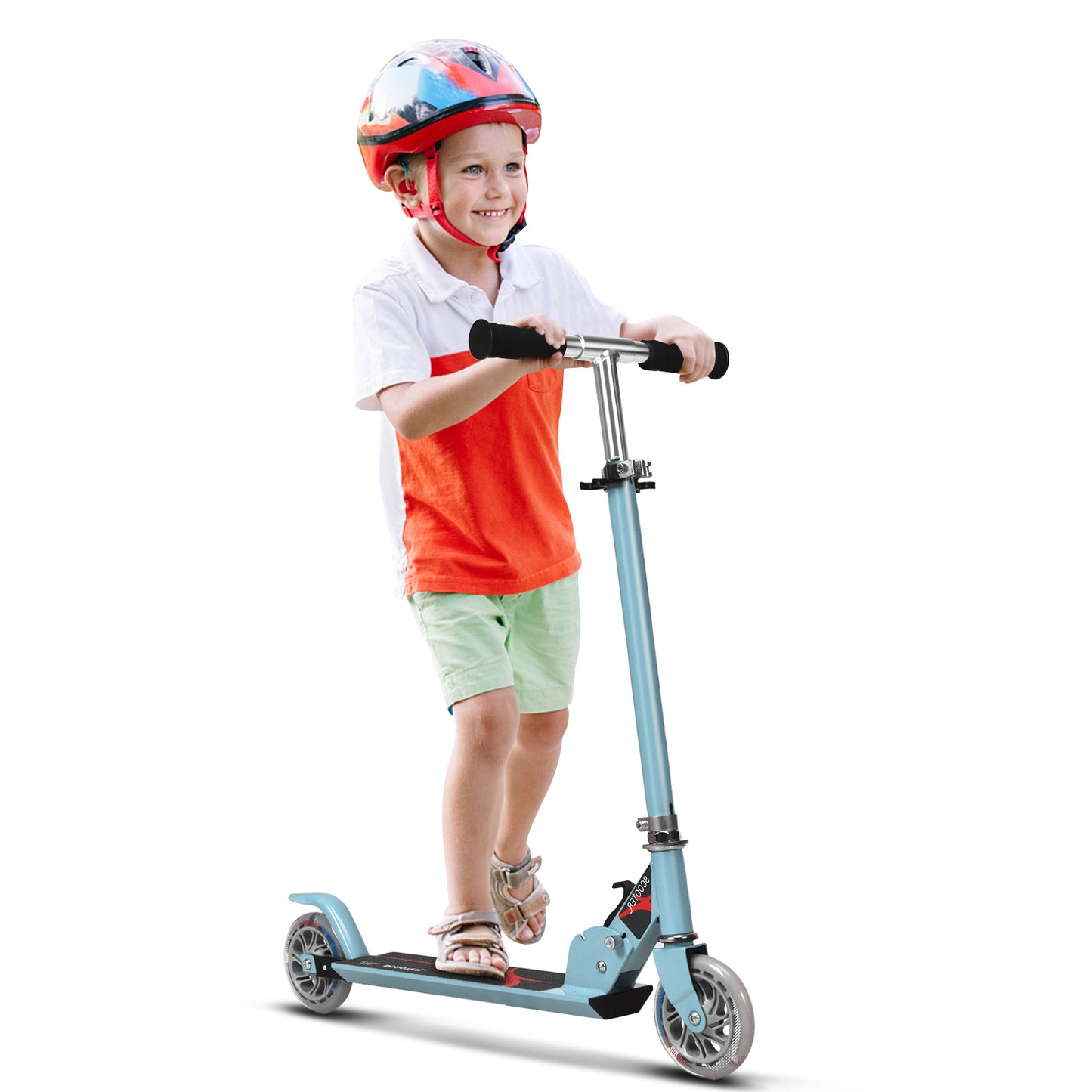 Light Blue Kids Scooter | LED Wheels & Adjustable Height