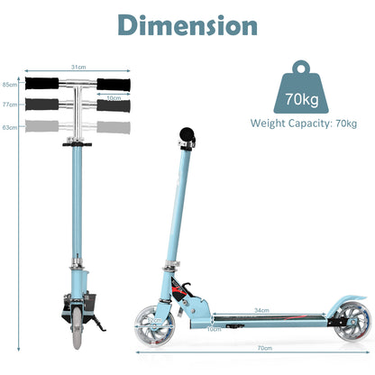 Light Blue Kids Scooter | LED Wheels & Adjustable Height