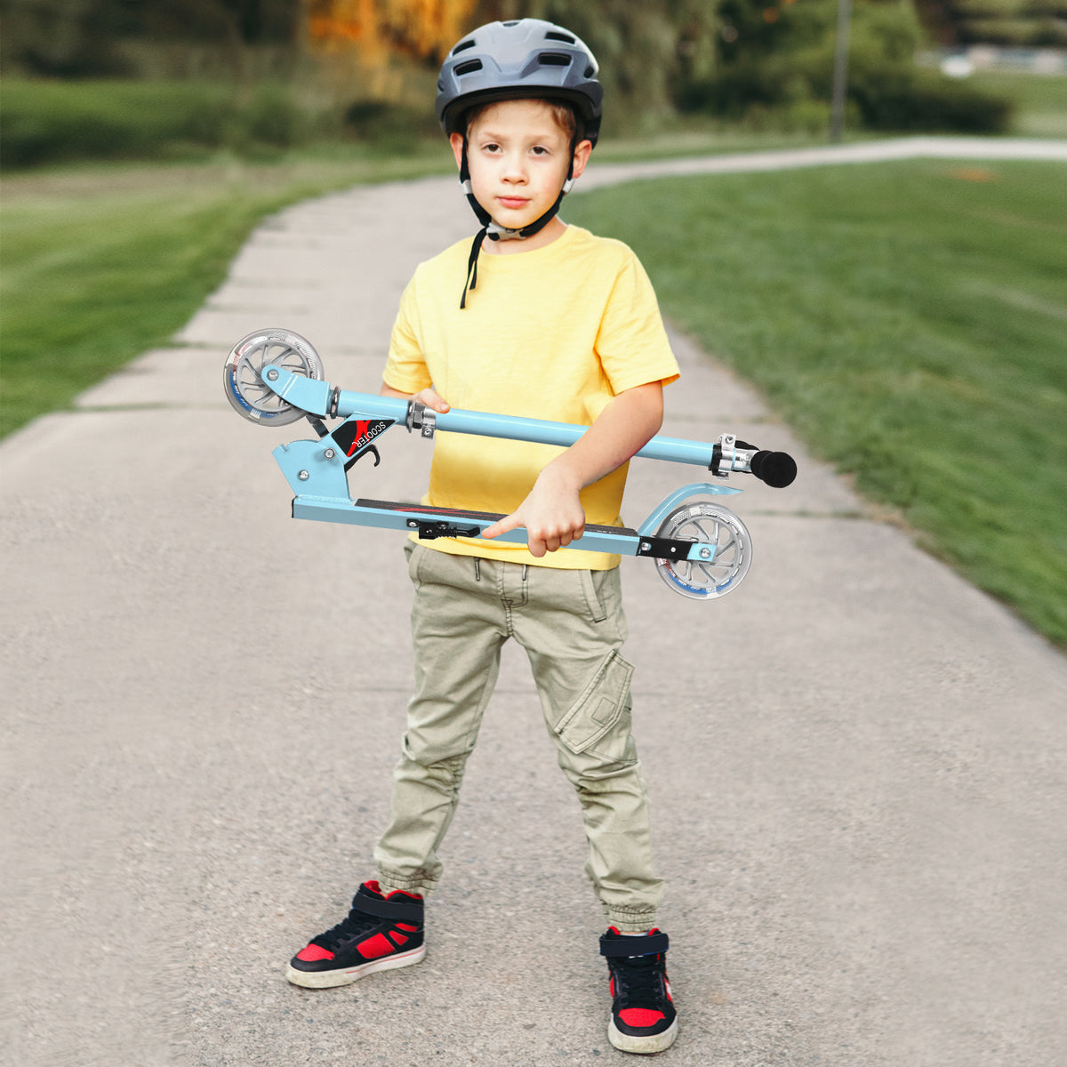 Light Blue Kids Scooter | LED Wheels & Adjustable Height