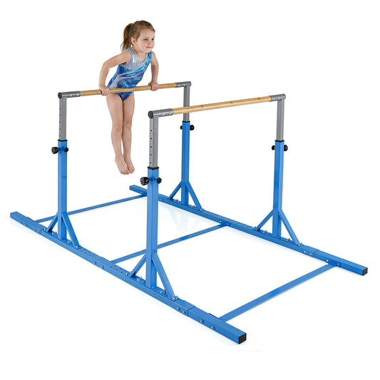 Blue Gymnastics Parallel Bars | 11 Height Levels Adjustable
