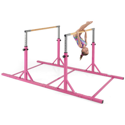Pink Gymnastics Parallel Bar | Adjustable Height & Width for Kids