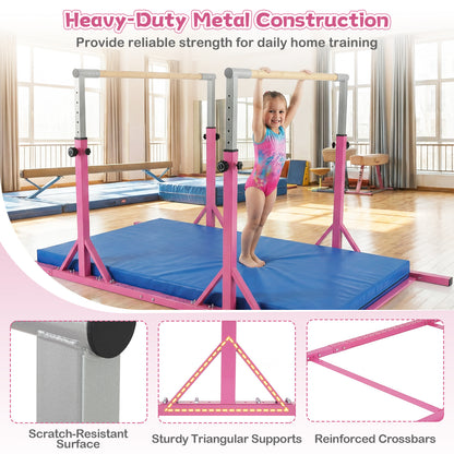 Pink Gymnastics Parallel Bar | Adjustable Height & Width for Kids