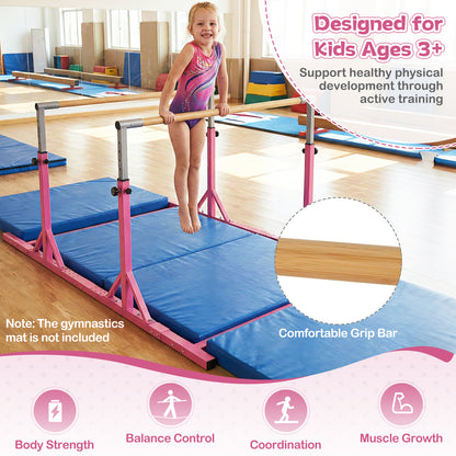 Pink Gymnastics Parallel Bar | Adjustable Height & Width for Kids