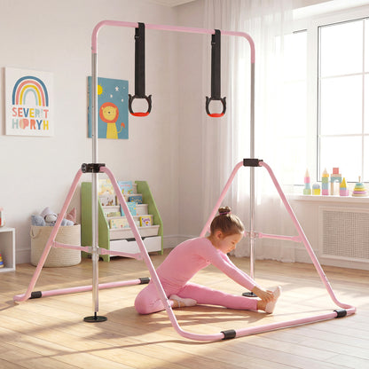 Pink Kids Gymnastic Bar | 4 Adjustable Heights & Foldable