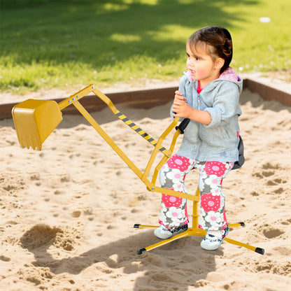 Sand Digger for Kids Sandbox Toy Digger Outdoor Construction Excavator-Yellow