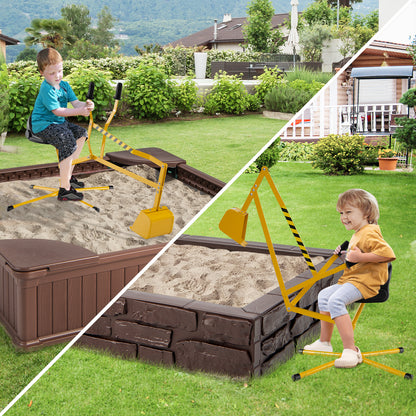 Yellow Metal Sand Digger | 360° Rotating Excavator Toy for Kids