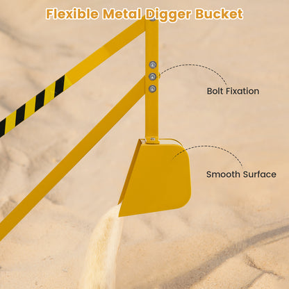 Yellow Metal Sand Digger | 360° Rotating Excavator Toy for Kids