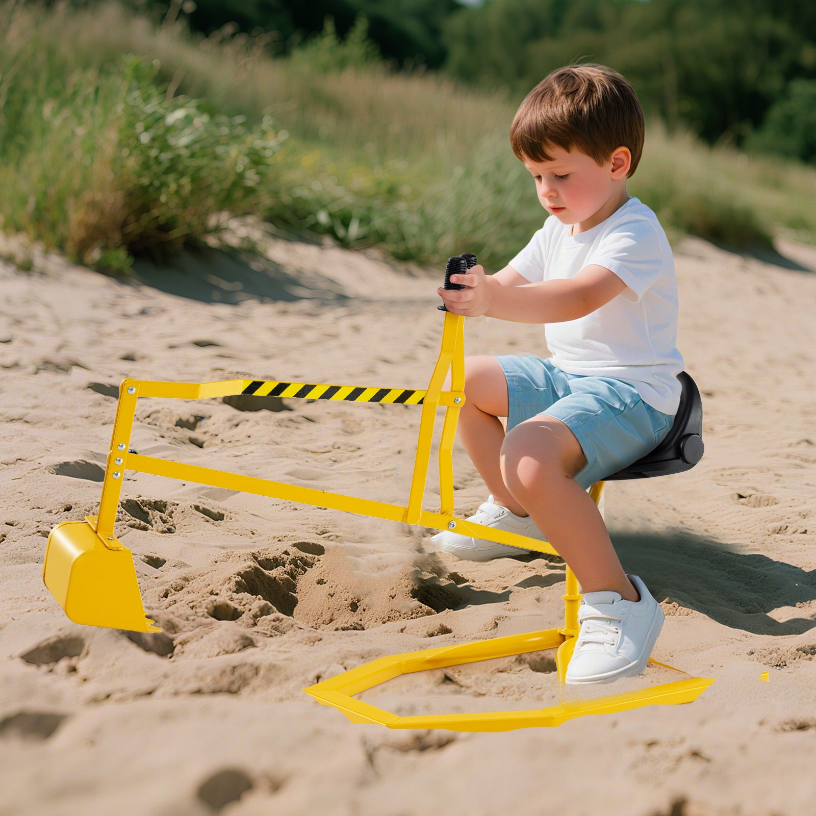 Sandbox Toy Digger with 2-Handed Controls for 3+ Years Old Kids-Yellow