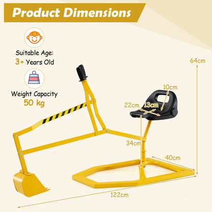 Yellow Sandbox Digger Toy | 360° Rotating | 2 Hand Controls