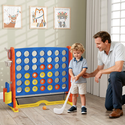 Jumbo 4-to-Score Game with Ring-toss and Basketball for Parties-Navy