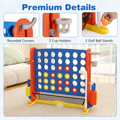 Giant 4-in-1 Connect Four Ring Toss Basketball Game Navy