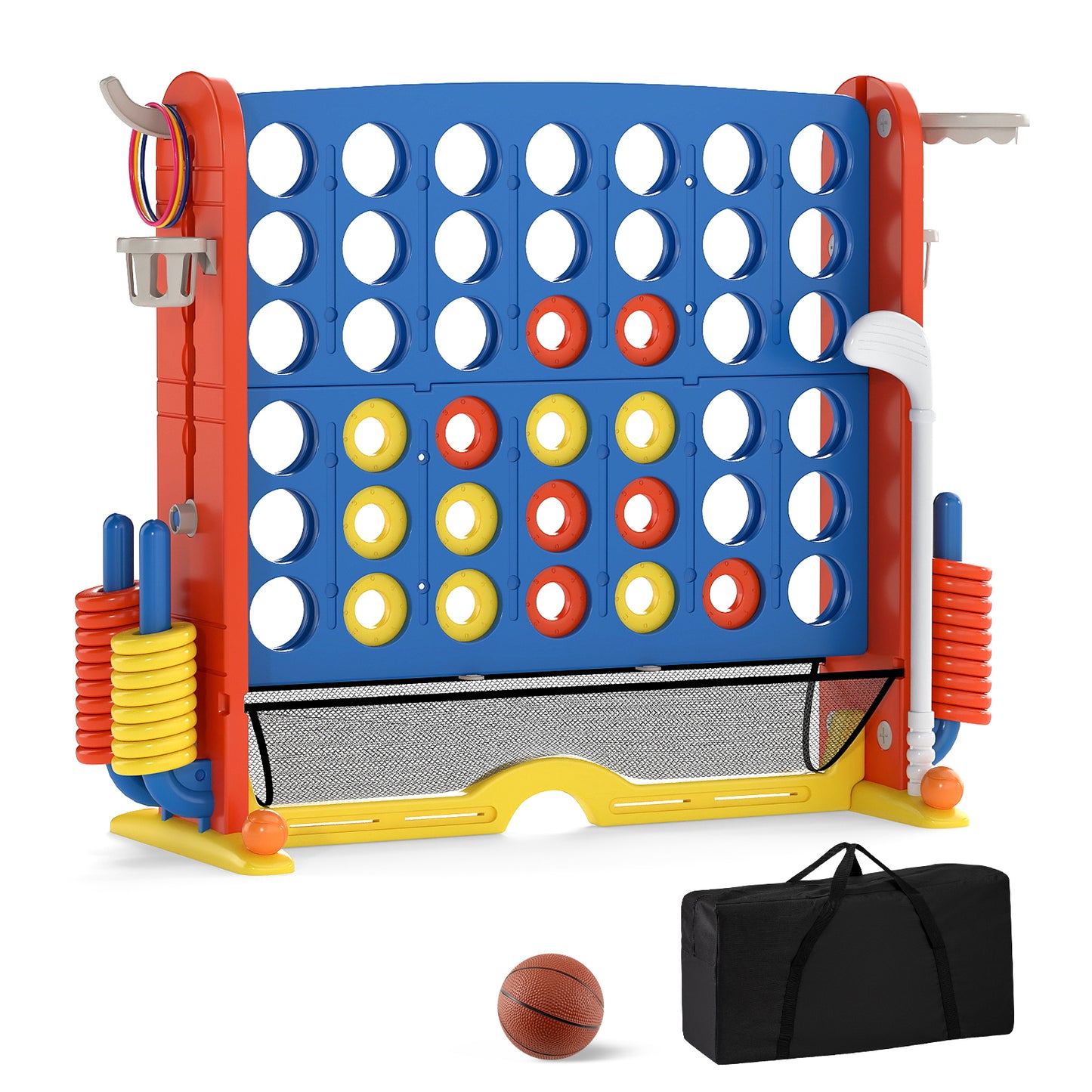 Giant 4-in-1 Connect Four Ring Toss Basketball Game Navy