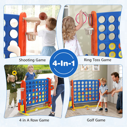 Giant 4-in-1 Connect Four Ring Toss Basketball Game Navy