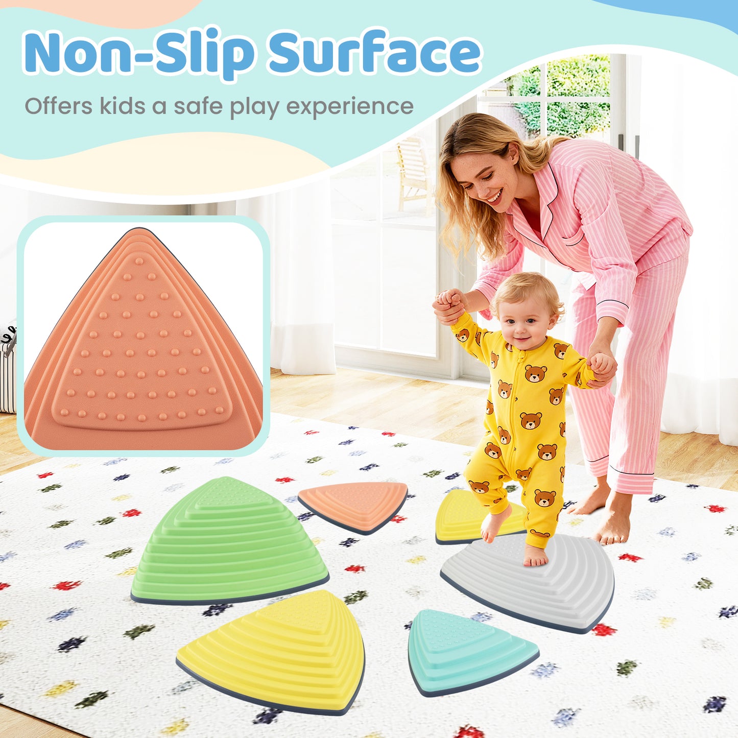 Multicolour Balance Stones Set With Storage Bag | Motor Skills