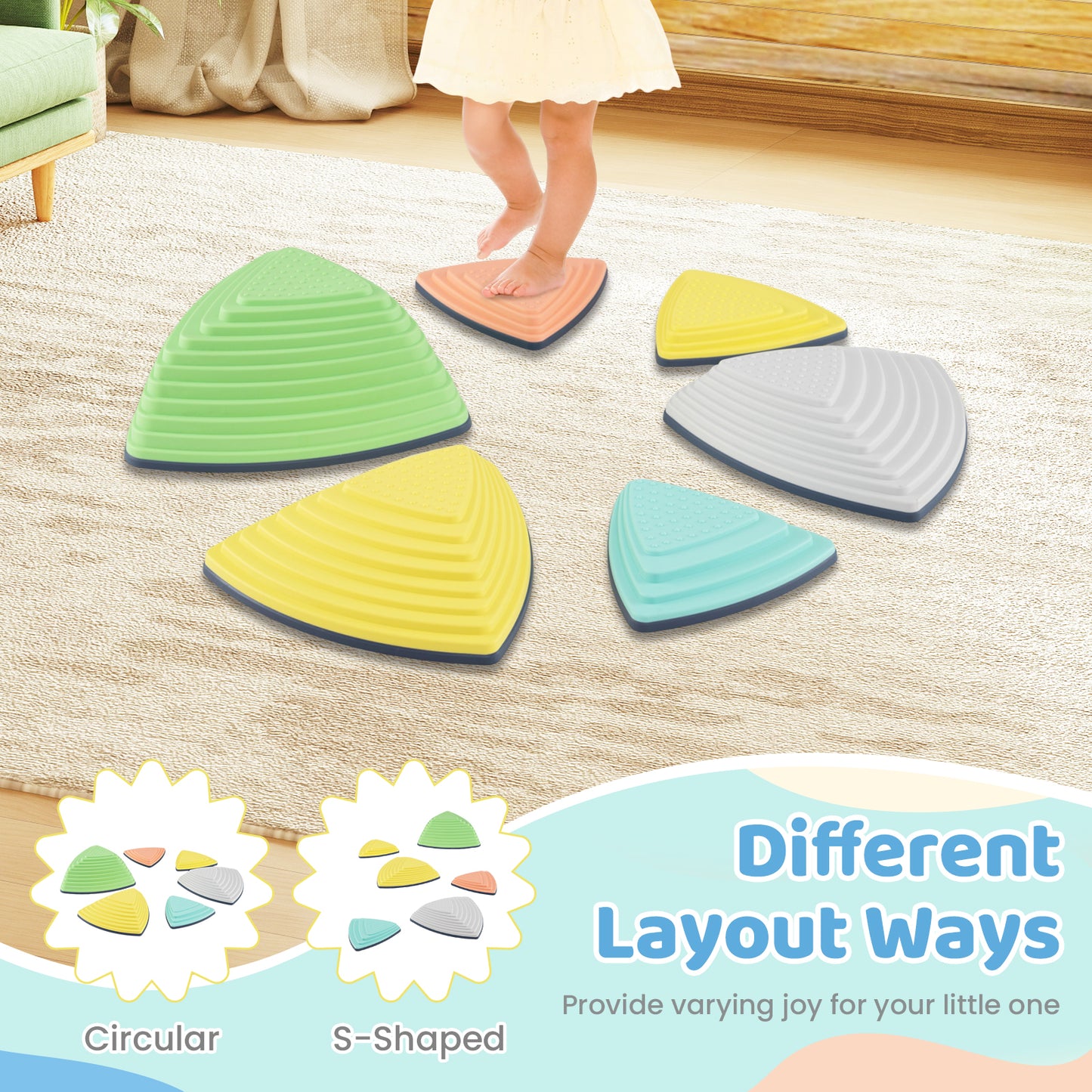 Multicolour Balance Stones Set With Storage Bag | Motor Skills