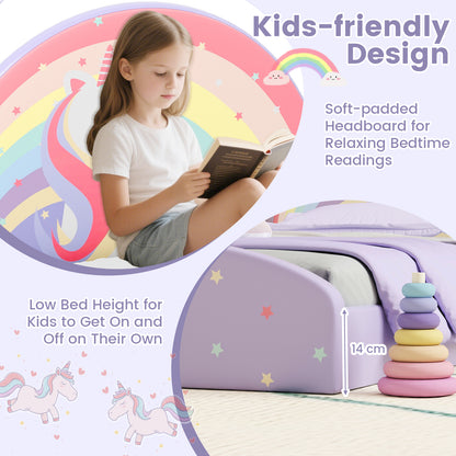 Low Floor Twin Bed Frame Purple Rainbow Unicorn Stars | 3+ Kids