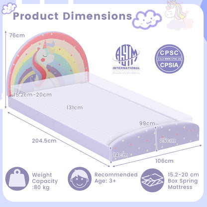 Low Floor Twin Bed Frame Purple Rainbow Unicorn Stars | 3+ Kids