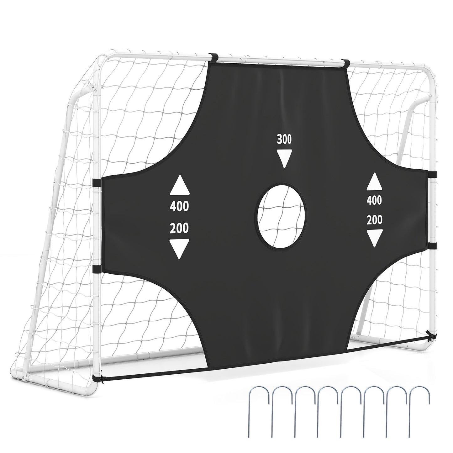 Black Soccer Goal Set 2 in 1 | Removable Target Net 215cm